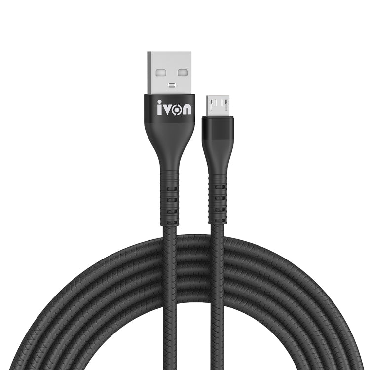 IVON CA92 2.4A Max USB to Micro USB Rubber Fast Charging Data Cable, Length: 1.5m, Micro USB - ORIWHIZ