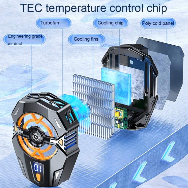 J20 Three - speed Adjustable Semiconductor Refrigeration Mobile Phone Radiator, Basic Model, Digital Display Model, Electroplated Model - ORIWHIZApple AccessoriesCooling Fan RadiatorGaming Accessories