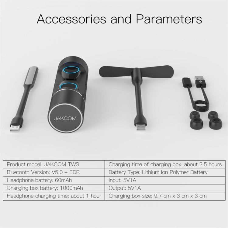 JAKCOM TWS Bluetooth 5.0 Multi - function Waterproof Wireless Bluetooth Headset - ORIWHIZ