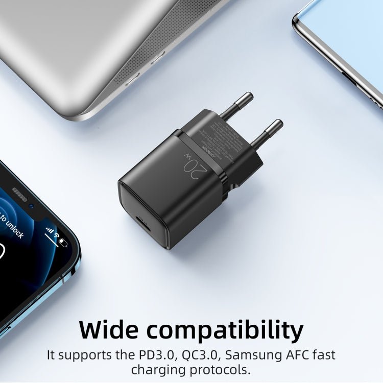 JOYROOM L - P202 Travel Series 20W PD USB - C / Type - C Mini Fast Charger, EU Plug, USB - C / Type - C - ORIWHIZ