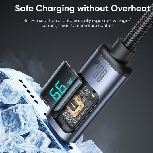 JOYROOM S - AC066A16 6A USB to USB - C / Type - C Digital Display Fast Charging Data Cable, USB to Type - C - ORIWHIZ