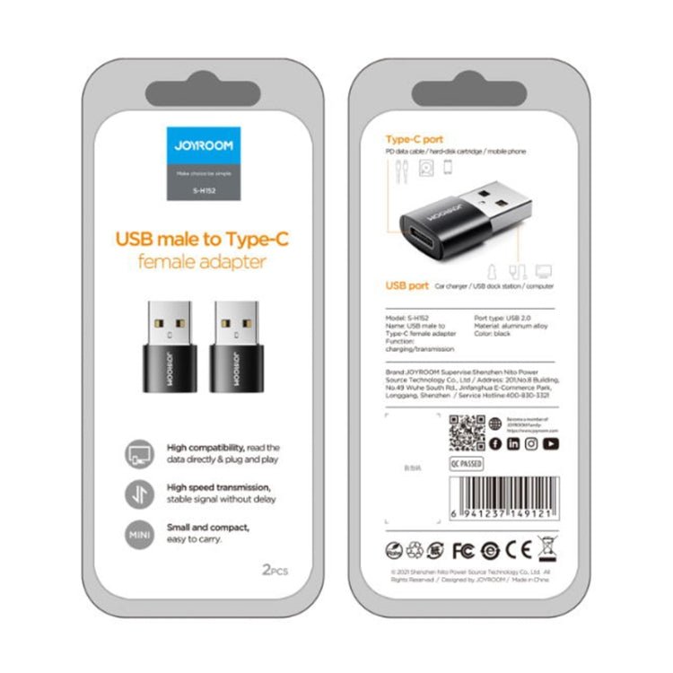 JOYROOM S - H152 3A USB Male to USB - C / Type - C Female OTG Adapter, S - H152 - ORIWHIZ
