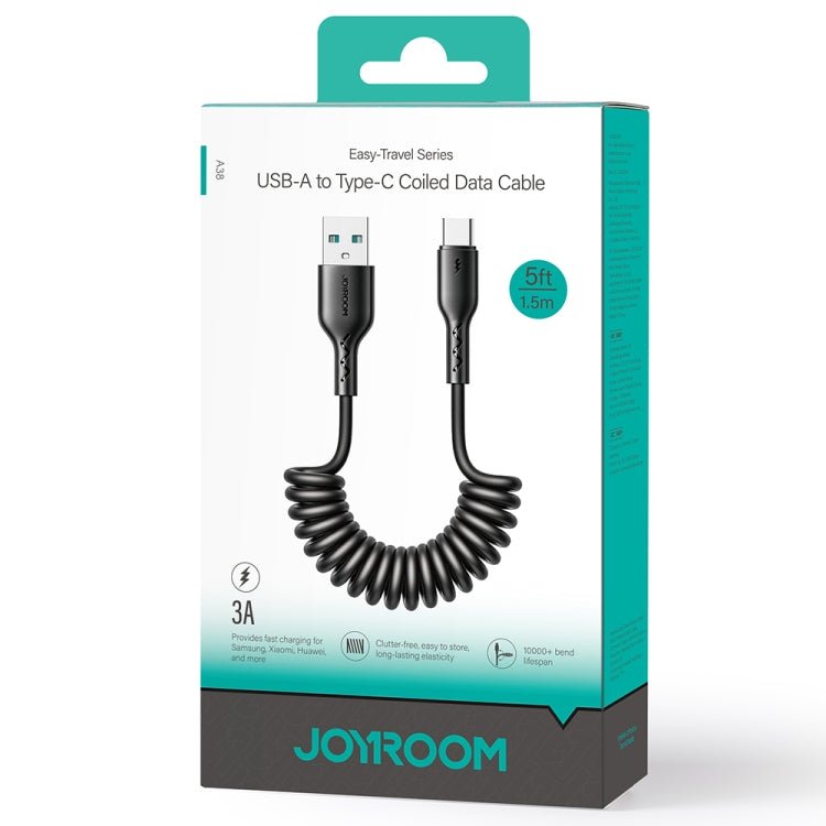 JOYROOM SA38 - AC3 3A USB to USB - C / Type - C Coiled Fast Charging Data Cable, USB to USB - C / Type - C - ORIWHIZ