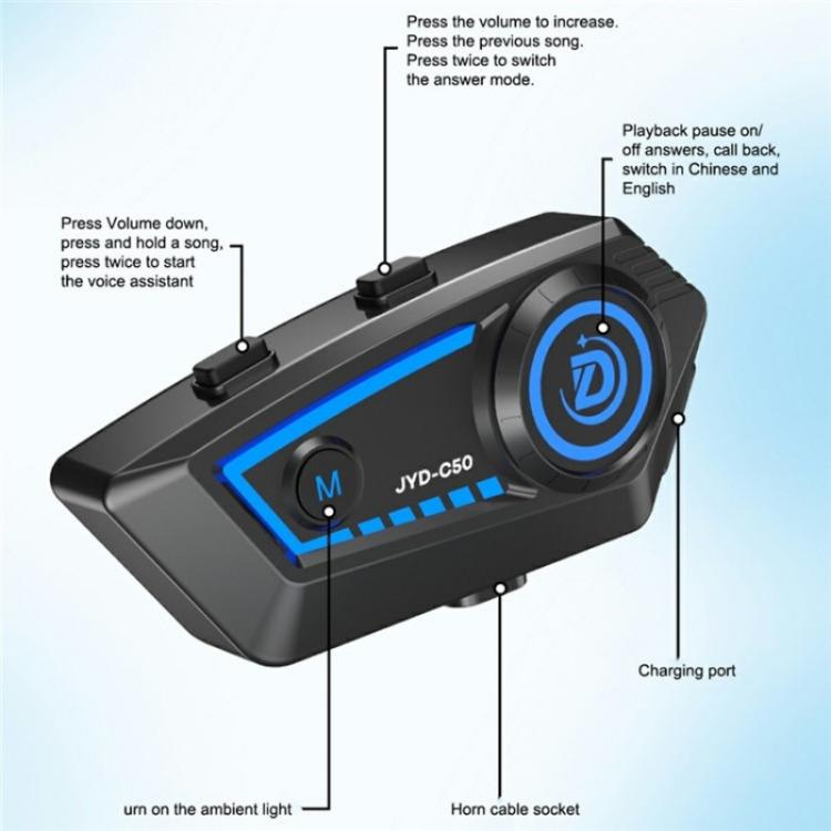 JYD - C50 Rhythm Light Motorcycle Helmet Wireless Bluetooth Music Headset, JYD - C50 - ORIWHIZConsumer ElectronicsMotorcycle Walkie TalkieWalkie Talkie