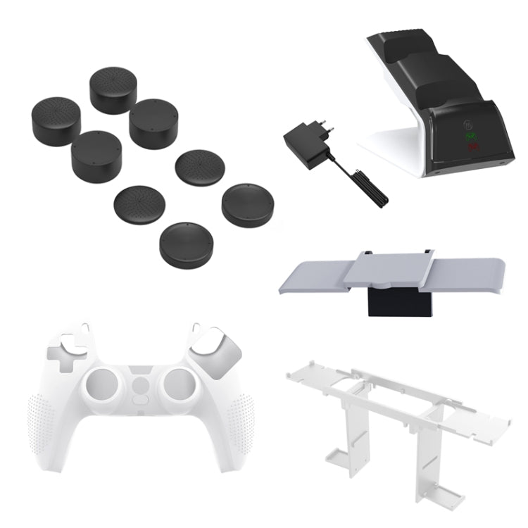 JYS JYS - P5151 For PS5 12 In 1 Handle Charger + Rocker Cap + Privacy Cover + Silicone Cover + Bracket Set, JYS - P5151 - ORIWHIZSony AccessoriesSony Accessories CasesToys & Hobbies