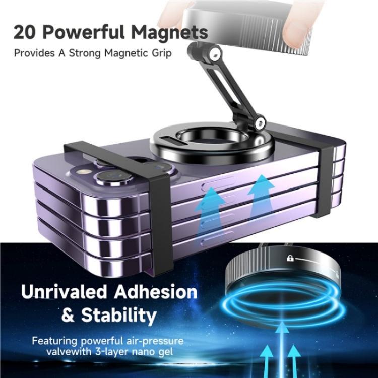 K11 Desktop Car Metal Cellphone Holder Foldable Vacuum Magnetic Phone Stand, K11 (Black), K11 (Silver) - ORIWHIZ