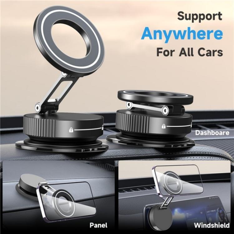 K11 Desktop Car Metal Cellphone Holder Foldable Vacuum Magnetic Phone Stand, K11 (Black), K11 (Silver) - ORIWHIZ