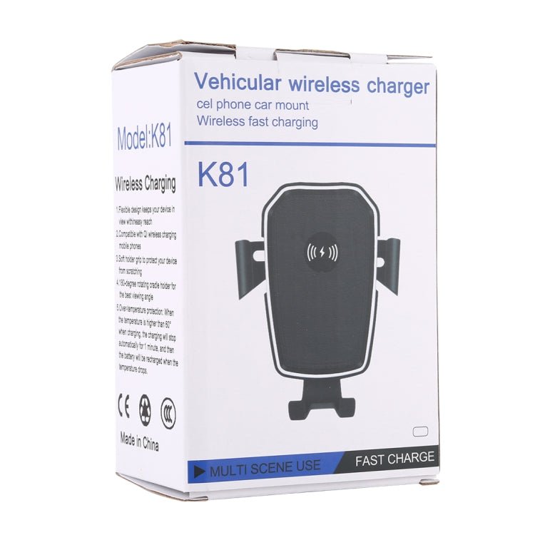 K81 10W QI Universal Rotating Gravity Induction Car Wireless Charging Mobile Phone Holder with Suction Cup, K81 - ORIWHIZ