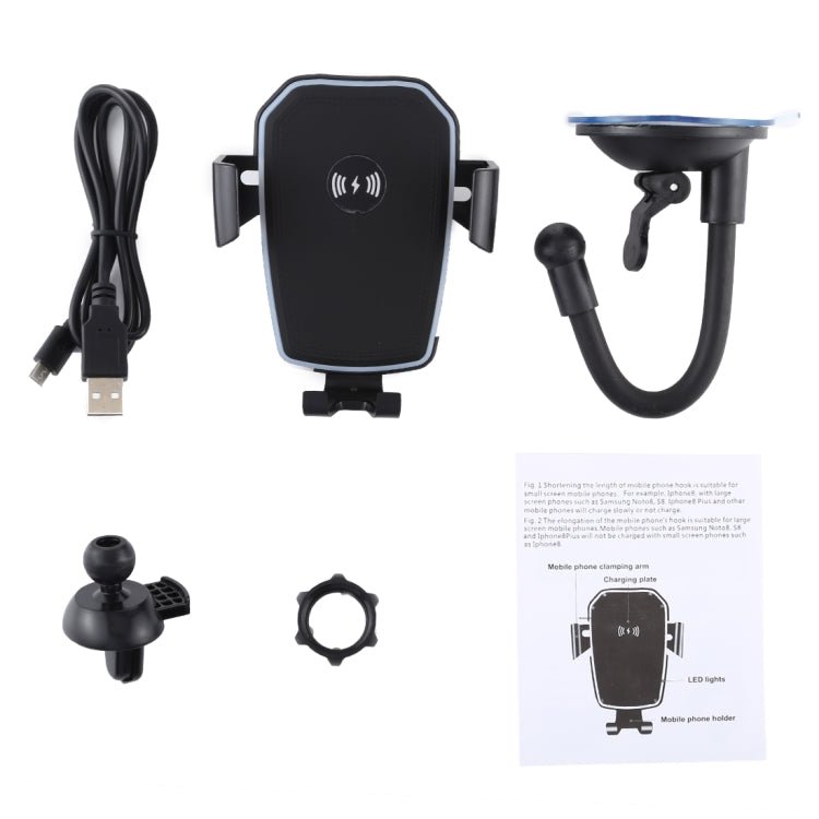 K81 10W QI Universal Rotating Gravity Induction Car Wireless Charging Mobile Phone Holder with Suction Cup, K81 - ORIWHIZ