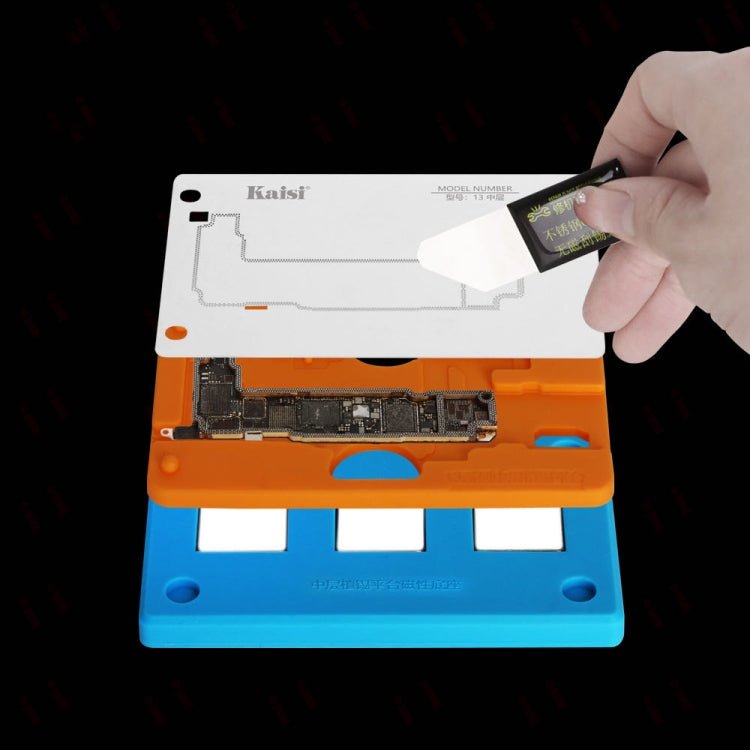 Kaisi 18 in 1 Silicone Middle Layer Tin Planting BGA Reballing Platform for iPhone X - 14 Pro Max, Kaisi 18 in 1 - ORIWHIZ