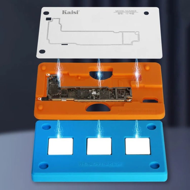 Kaisi 18 in 1 Silicone Middle Layer Tin Planting BGA Reballing Platform for iPhone X - 14 Pro Max, Kaisi 18 in 1 - ORIWHIZ