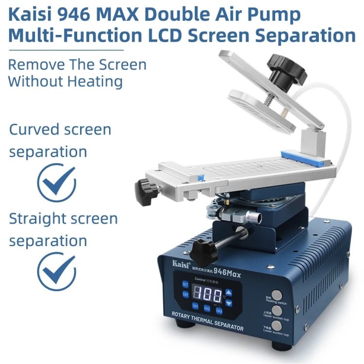 Kaisi 946 Max Double Vacuum Pumps LCD Separator Rotating Thermal Machine, US Plug, EU Plug, UK Plug - ORIWHIZ