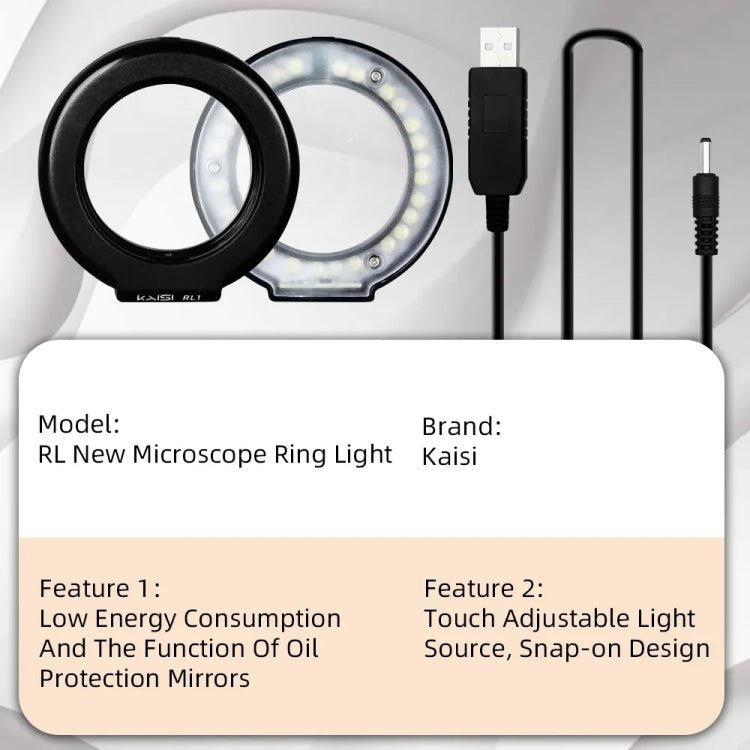 Kaisi RL1 28 Lamp Beads USB Interface Adjustable Brightness Microscope LED Ring Light - ORIWHIZ