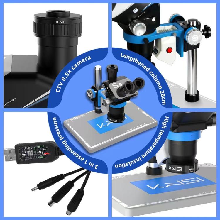 Kaisi S8 6.7 - 52X Zoom Trinocular Stereo Microscope Set, Kaisi S8 - ORIWHIZ