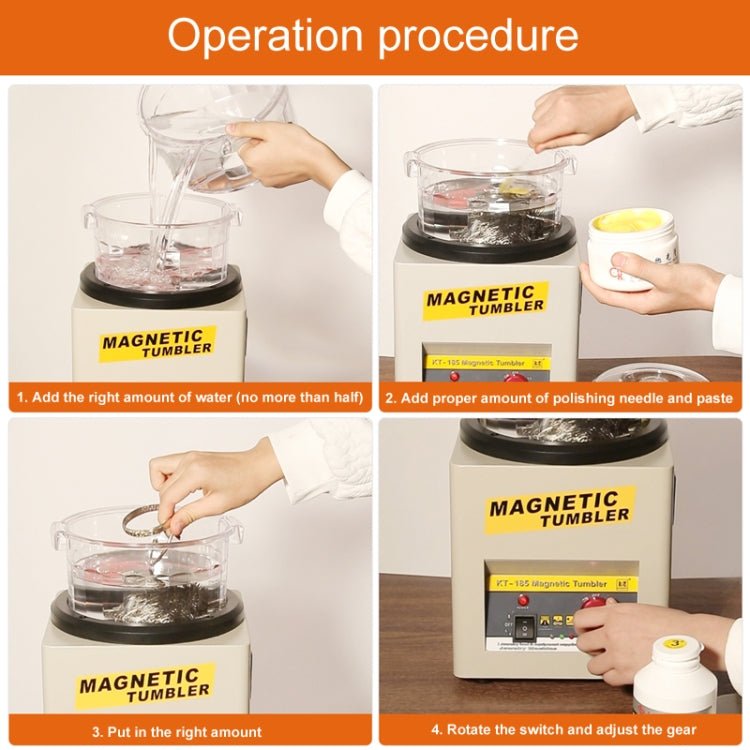 KT - 185 Magnetic Polishing Tumbler Stainless Steel Deburring And Polishing Machine, EU Plug - ORIWHIZ