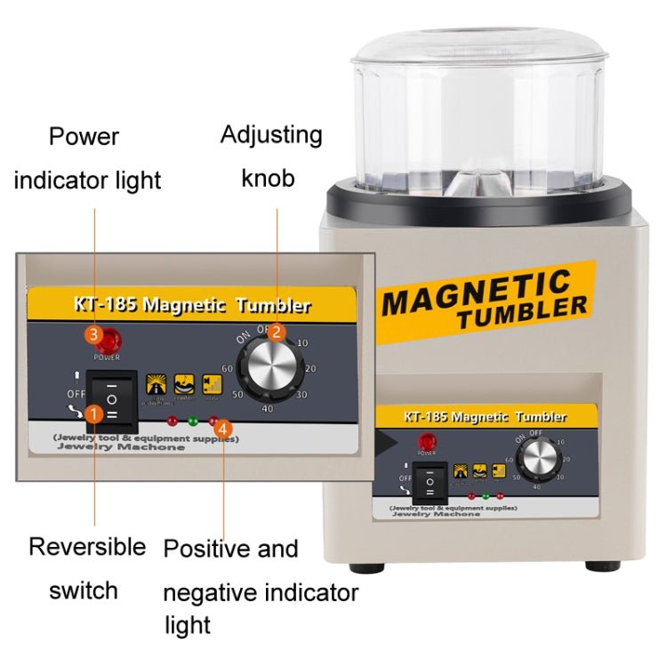 KT - 185 Magnetic Polishing Tumbler Stainless Steel Deburring And Polishing Machine, EU Plug - ORIWHIZ