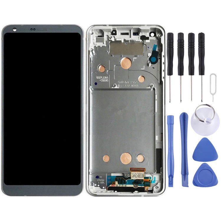 LCD Screen and Digitizer Full Assembly with Frame for LG G6 / H870 / H870DS / H872 / LS993 / VS998 / US997, For LG G6, For G6 / H870 / H872 / LS993 Frame Platinum - ORIWHIZ
