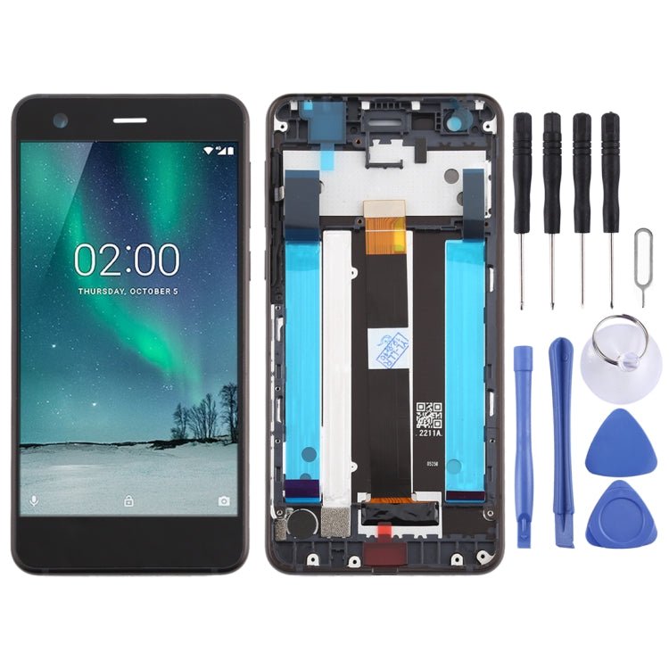 LCD Screen and Digitizer Full Assembly with Frame & Side Keys for Nokia 2 N2 TA - 1007 TA - 1029 TA - 1023 TA - 1035 TA - 1011, For Nokia 2 - ORIWHIZ