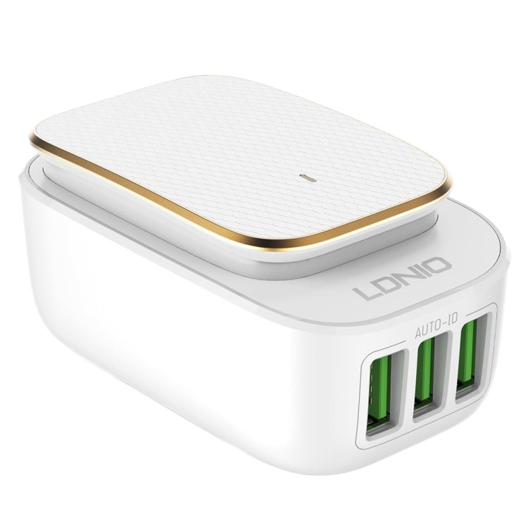 LDNIO A3305 3.4A 3 USB Interfaces Travel Charger Mobile Phone Charger, Support Touch LED Night Light, EU Plug,, Type - C / USB - C, Micro USB, 8 Pin - ORIWHIZ
