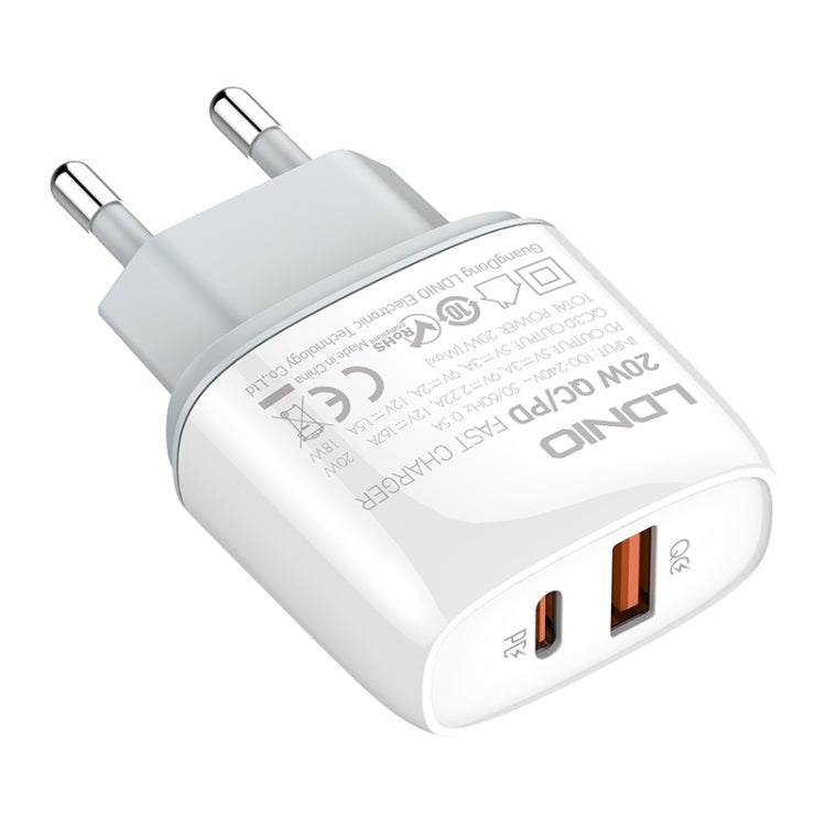 LDNIO Q229 QC3.0 / PD20W USB + Type - C Fast Charger with 1m Type - C to Type - C Cable, EU Plug, UK Plug, US Plug - ORIWHIZ