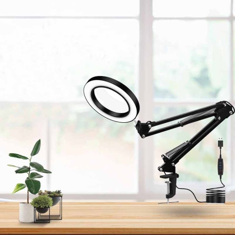 LED Eye Protection Reading Book Light USB Folding Clip Magnifying Glass Electronic Maintenance Light, 5X - S (Black) - ORIWHIZ