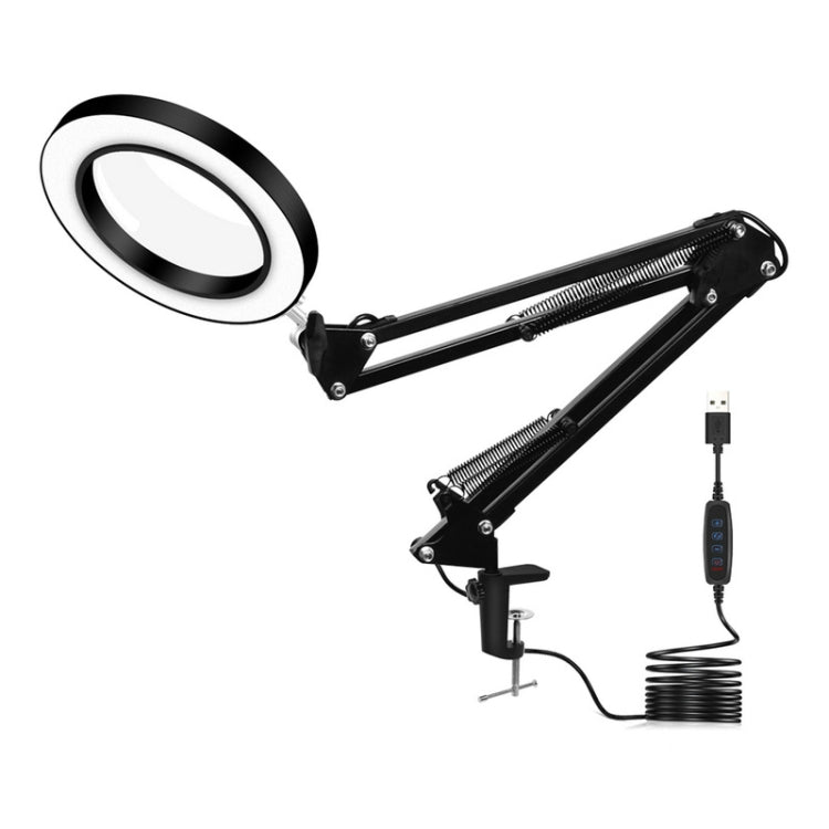 LED Eye Protection Reading Book Light USB Folding Clip Magnifying Glass Electronic Maintenance Light, 5X - S (Black) - ORIWHIZ