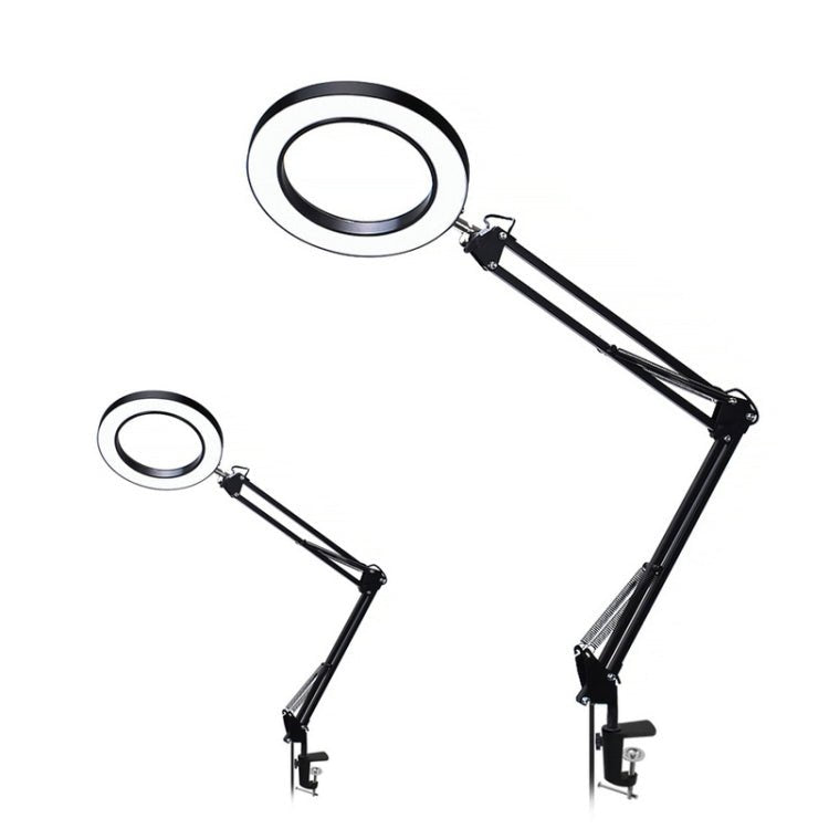 LED Eye Protection Reading Book Light USB Folding Clip Magnifying Glass Electronic Maintenance Light, 5X - S (Black) - ORIWHIZ