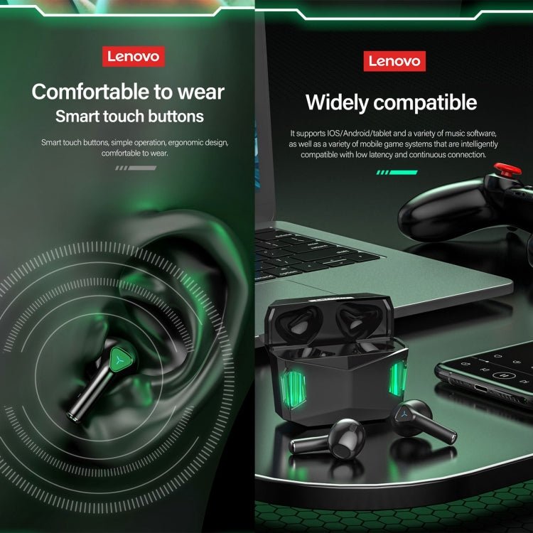 Lenovo GM5 TWS Bluetooth Wireless Sports Waterproof Noise Reduction Gaming Earphone with Mic, GM5 - ORIWHIZ