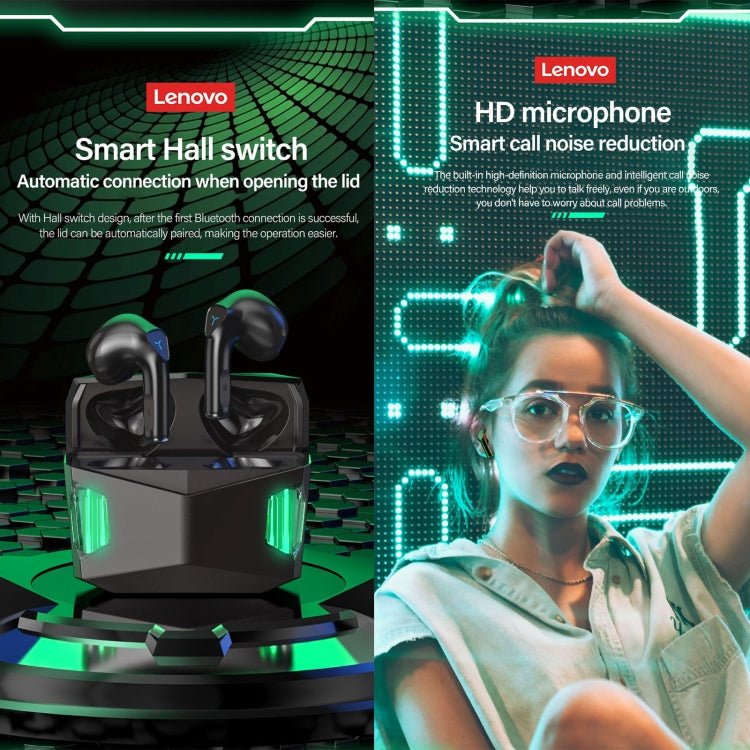 Lenovo GM5 TWS Bluetooth Wireless Sports Waterproof Noise Reduction Gaming Earphone with Mic, GM5 - ORIWHIZ