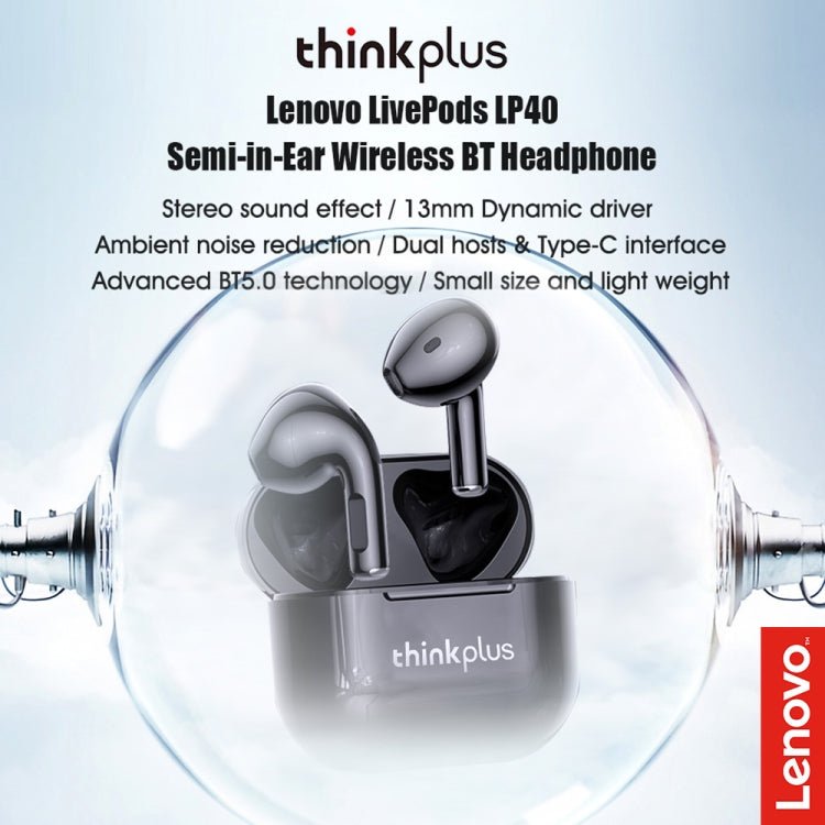Lenovo LP40 TWS Wireless Bluetooth 5.1 Noise Reduction Earphone, LP40 - ORIWHIZ