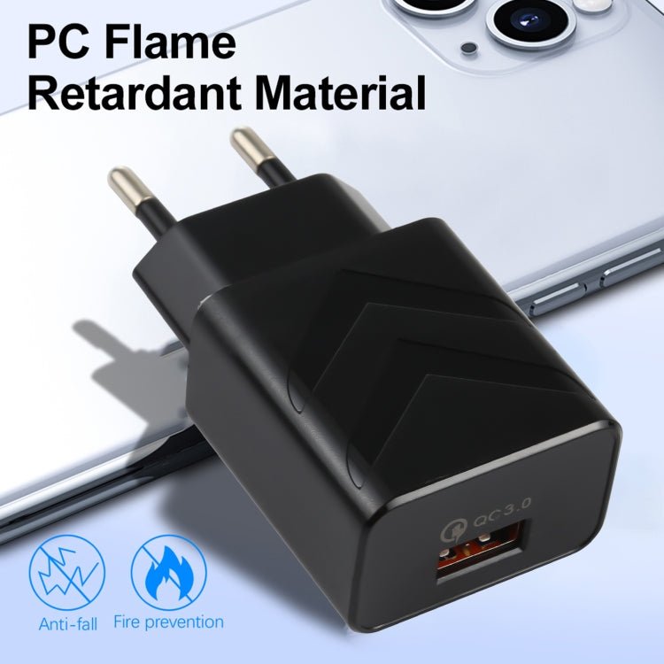 LZ - 715 18W QC3.0 USB Single Port Fast Travel Charger, EU Plug, EU Plug - ORIWHIZ