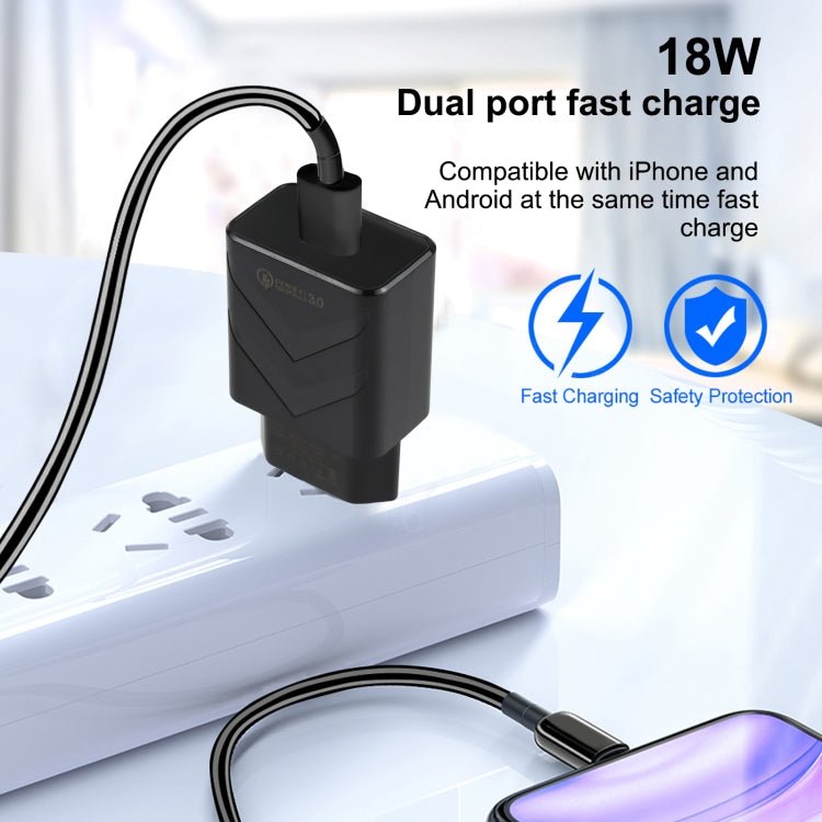 LZ - 715 18W QC3.0 USB Single Port Fast Travel Charger, EU Plug, EU Plug - ORIWHIZ