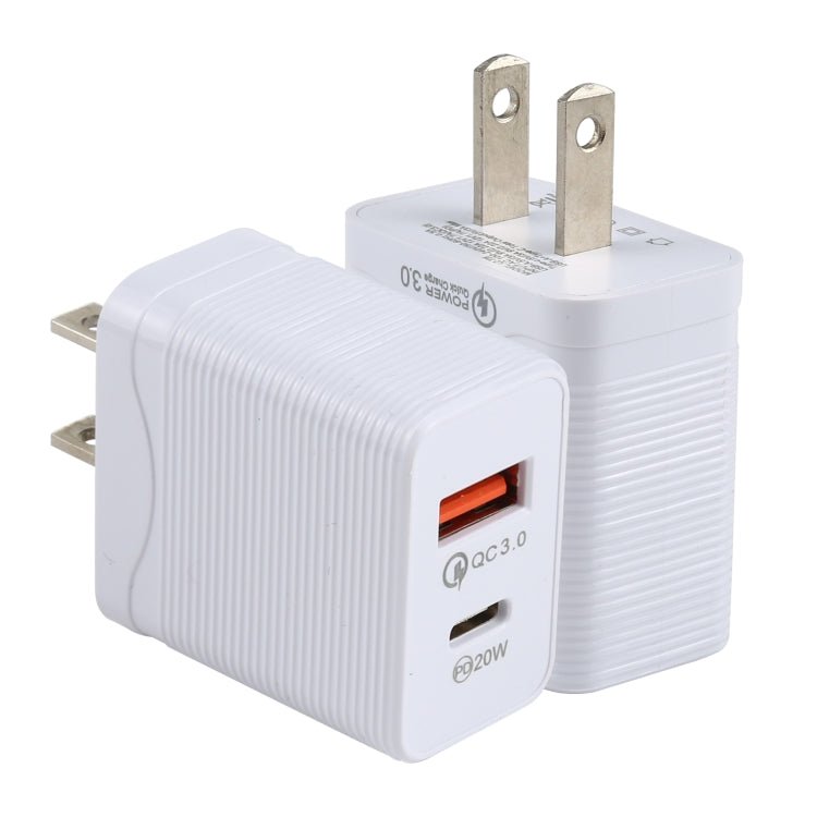 LZ - 728 QC 3.0 USB + PD 20W USB - C / Type - C Fast Travel Charger, US Plug, US Plug - ORIWHIZ