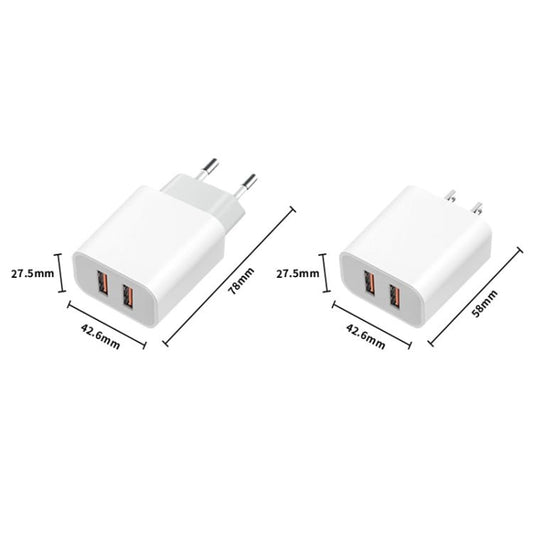 M117 2.4A Dual USB Port Flash Charger Travel Charger, EU Plug, Dual USB - ORIWHIZ