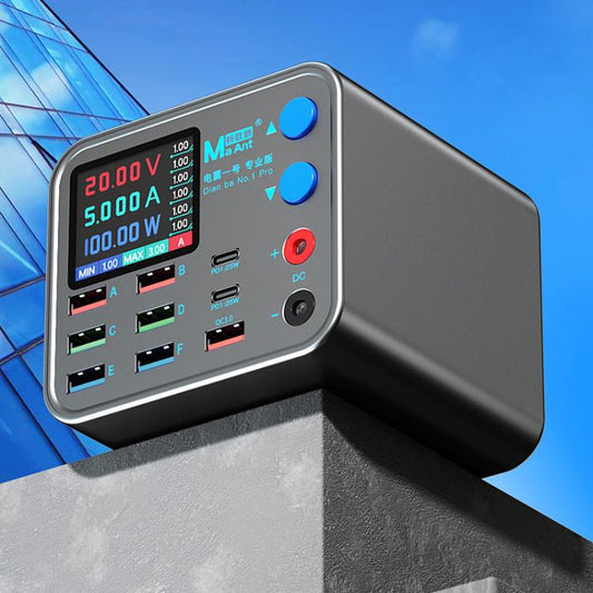 MaAnt DianBa No.1 Pro Multi - port Charger 9 - ports With Digital Display Power Wireless Charger, DianBa No.1 Pro, EU Plug - ORIWHIZ