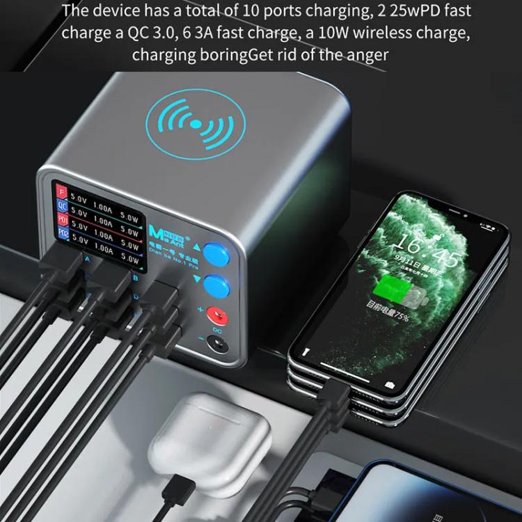 MaAnt DianBa No.1 Pro Multi - port Charger 9 - ports With Digital Display Power Wireless Charger, DianBa No.1 Pro, EU Plug - ORIWHIZ