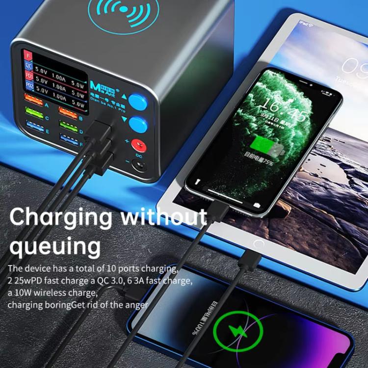 MaAnt DianBa No.1 Pro Multi - port Charger 9 - ports With Digital Display Power Wireless Charger, DianBa No.1 Pro, EU Plug - ORIWHIZ