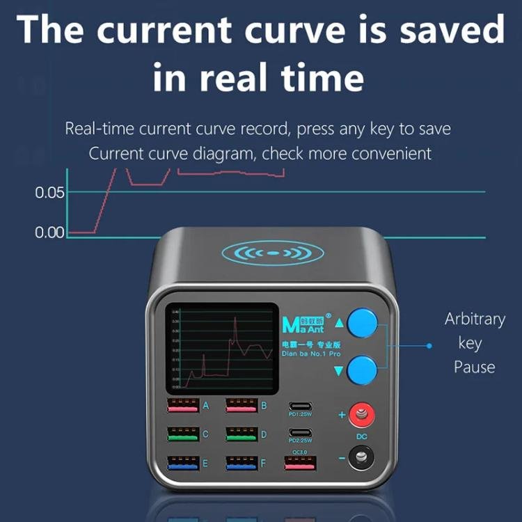 MaAnt DianBa No.1 Pro Multi - port Charger 9 - ports With Digital Display Power Wireless Charger, DianBa No.1 Pro, EU Plug - ORIWHIZ