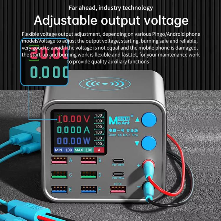 MaAnt DianBa No.1 Pro Multi - port Charger 9 - ports With Digital Display Power Wireless Charger, DianBa No.1 Pro, EU Plug - ORIWHIZ
