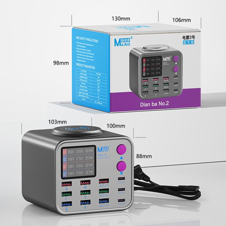 MaAnt DianBa No.2 USB Multi - port Mobile Phone Repair Desktop Charging Station, DianBa No.2, EU Plug - ORIWHIZ