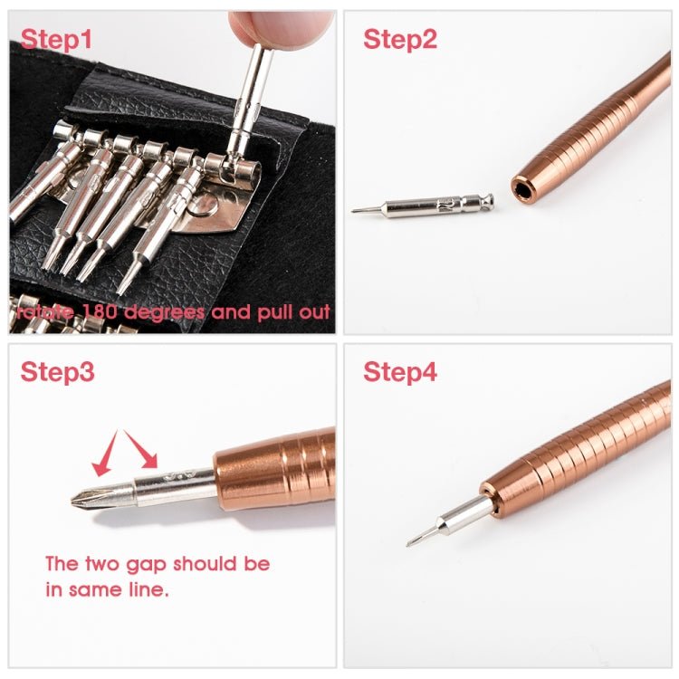 Magnetic suction 27 in 1 portable wallet type screw driver set mobile phone tablet maintenance tool, 27 in 1 - ORIWHIZ
