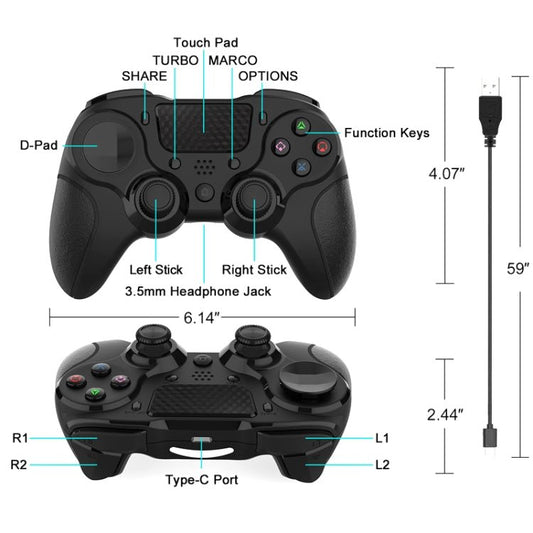 MB - P913 PC Six - Axis Somatosensory Back Key Programming Dual Vibration Bluetooth Gamepad For PS4 Pro, Red Black, Blue Black, Black White, Black - ORIWHIZSony AccessoriesSony Accessories GamepadsToys & Hobbies