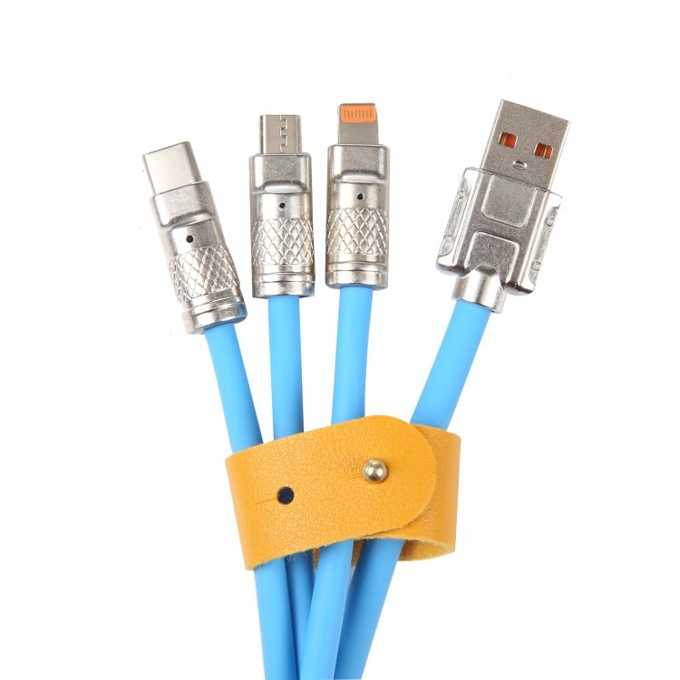 Mech Series 6A 120W 3 in 1 Metal Plug Silicone Fast Charging Data Cable, Length: 1.2m, 1.2m 3 in 1 - ORIWHIZ
