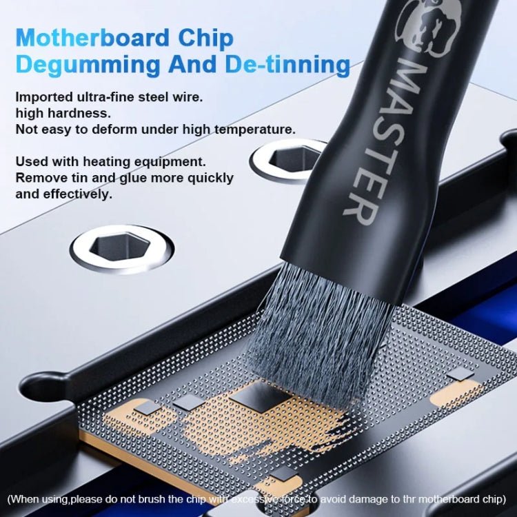 MECHANIC Cell Phone Motherboard Chip Degumming Brush PCB De - Tin Cleaning Cylinder Long Handle Brush, Sideburns, Steel Wire, Double - ended Sideburns+Steel Wire - ORIWHIZ