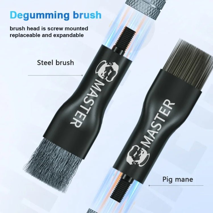 MECHANIC Cell Phone Motherboard Chip Degumming Brush PCB De - Tin Cleaning Cylinder Long Handle Brush, Sideburns, Steel Wire, Double - ended Sideburns+Steel Wire - ORIWHIZ