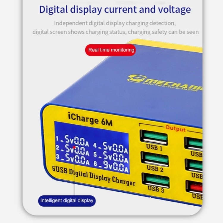 Mechanic icharge 6M QC 3.0 USB Smart Charger Support Fastcharging With LCD, EU Plug, icharge 6M - ORIWHIZ