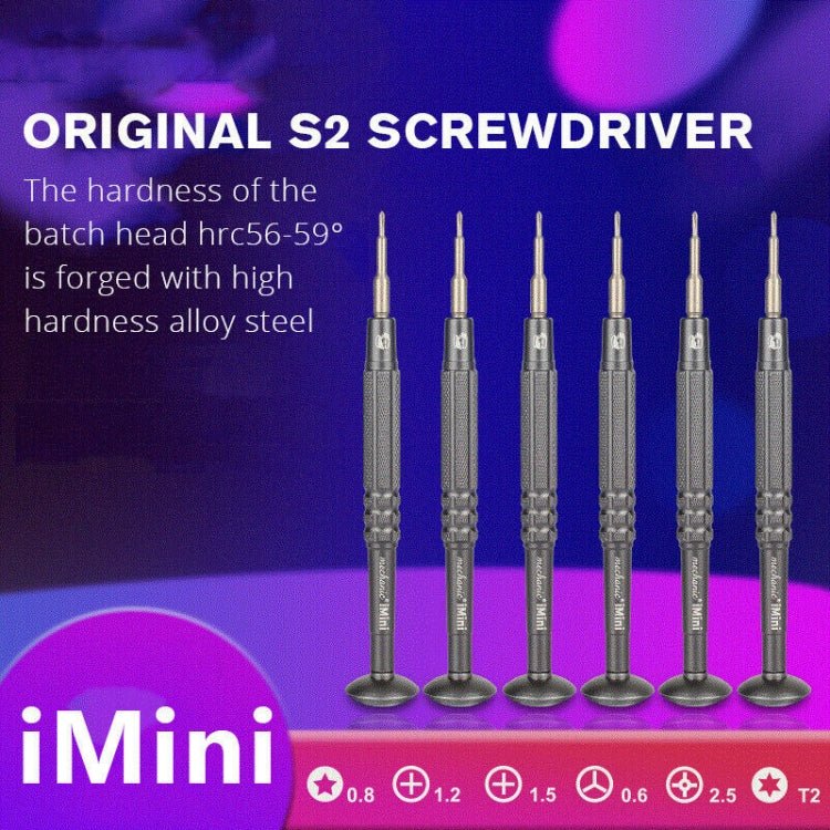 MECHANIC iMini Series Mobile Phone Repair Glasses Screw Batch Clock Tool, Five Star 0.8, Triangle 0.6, Phillips 1.5, Phillips 1.2, Phillips 2.5, T2 - ORIWHIZ