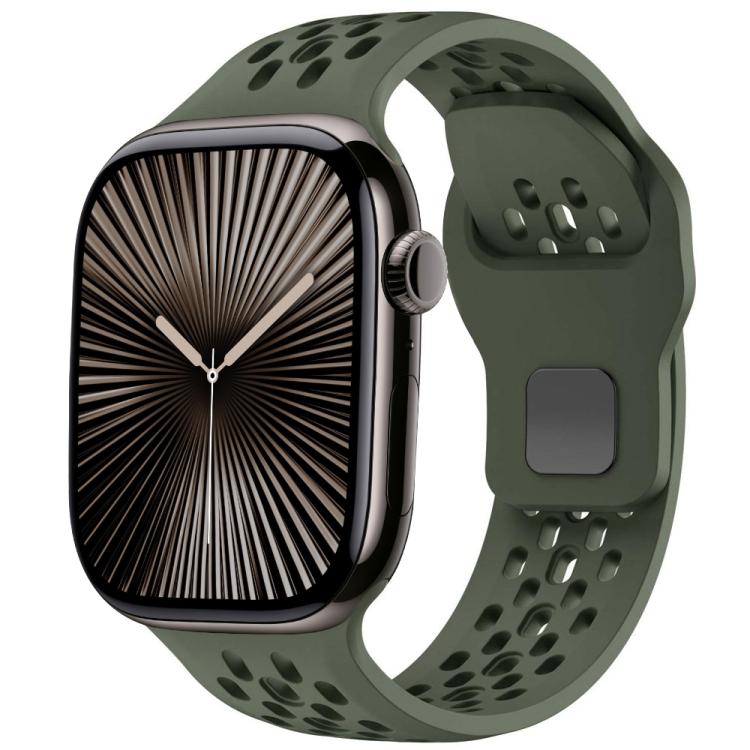 Mesh Reverse Buckle Silicone Watch Band, For Apple Watch 46mm / 49mm / 45mm / 44mm, For Apple Watch 42mm / 41mm / 40mm / 38mm - ORIWHIZ