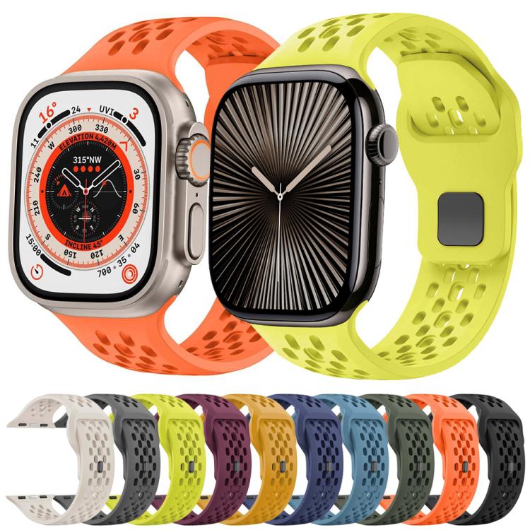 Mesh Reverse Buckle Silicone Watch Band, For Apple Watch 46mm / 49mm / 45mm / 44mm, For Apple Watch 42mm / 41mm / 40mm / 38mm - ORIWHIZ
