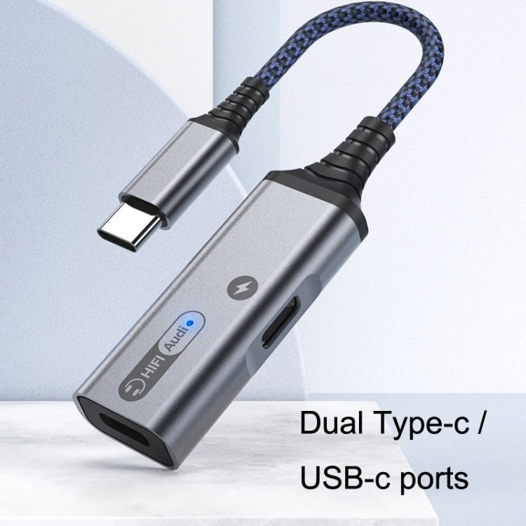 MH338A Dual Type - c / USB - c Adapter Cable Mobile Phone Live Audio Charging Cable, MH338A (Gray), MH338A (Black) - ORIWHIZ